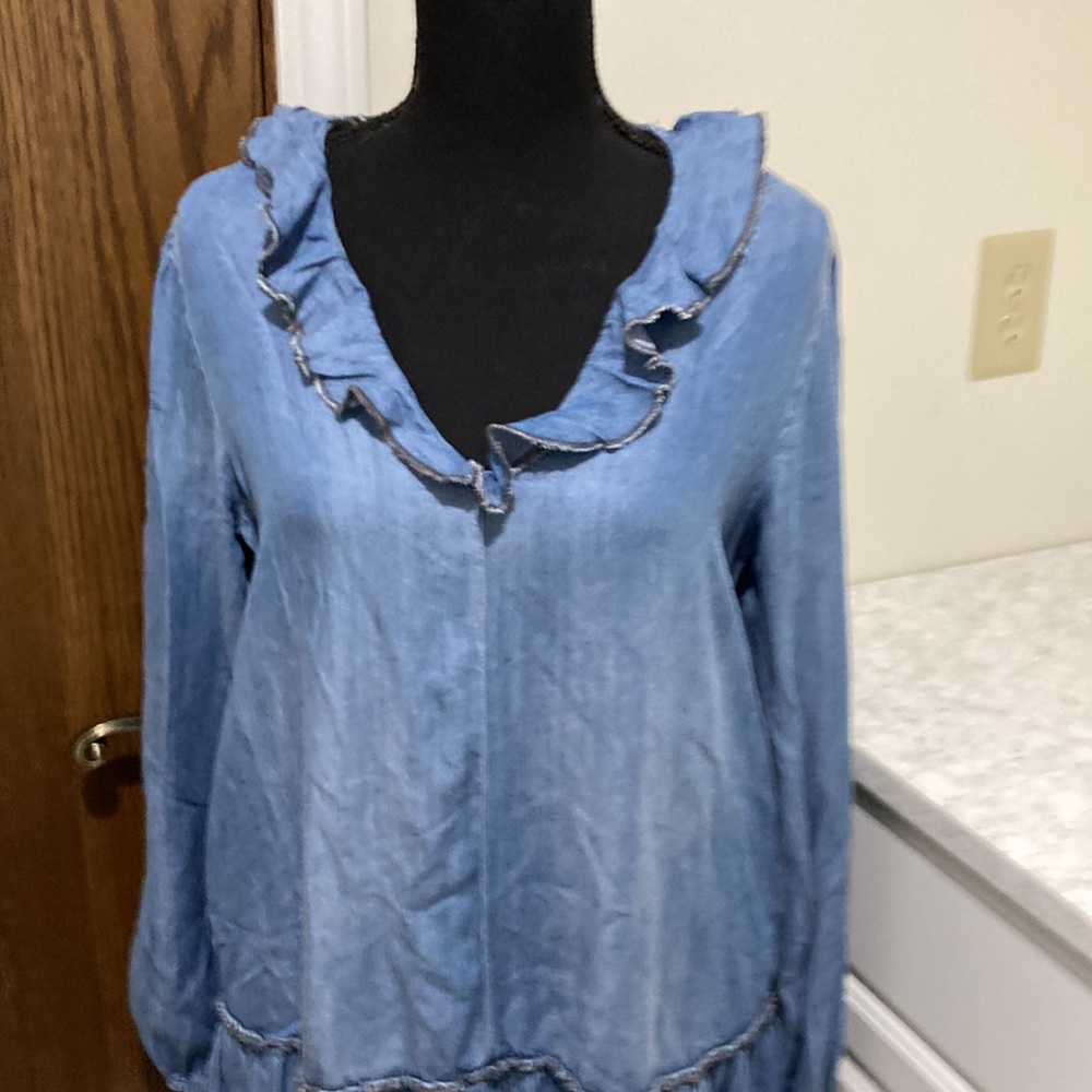 New! Drop waist, oversized denim dress
